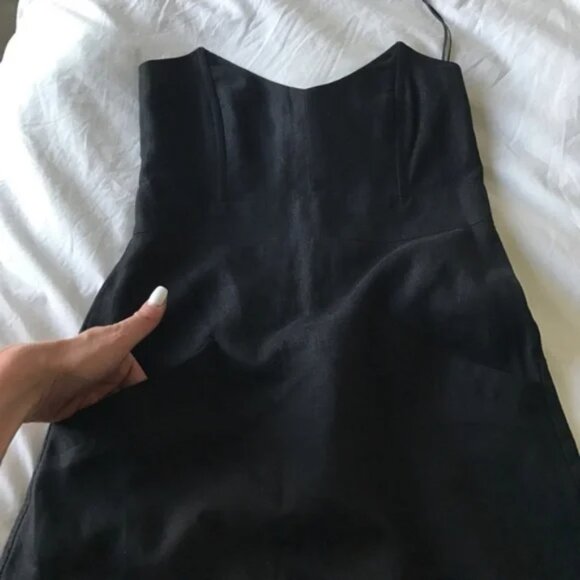 New Mason Gossip Girl strapless structured bustier corset linen silk mini dress - Picture 3 of 5